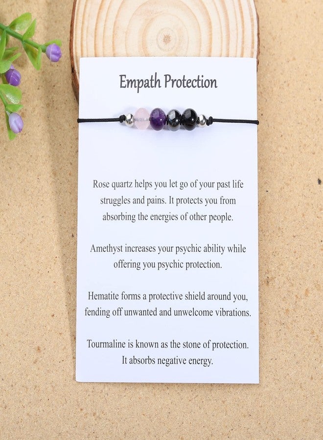 Korotho Empath Protection Bracelet Empath Bracelets Gifts for Her Natural Healing Crystal Beaded Bracelet, Tourmaline, Amethyst, Hematite, Rose Quartz, Jewelry for Friends Daughter Mom - Image 4